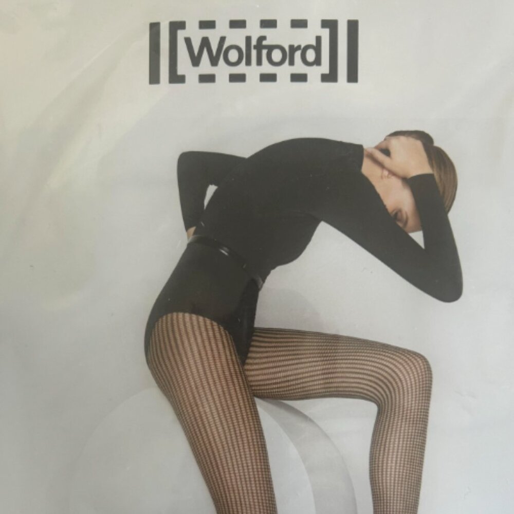 Wolford Elisa Tights (Black, Small, Houndstooth) Brand New!